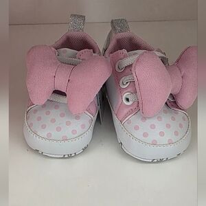 Pink Polka Dot Minnue Mouse Baby Shoes with Bow